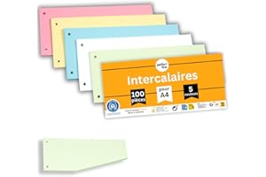 PERFECT IDEAZ perfect line - Intercalaires recyclés, lot de 100, forme trapèze, 5 couleurs, perforés - certifiés Ange Bleu, pour format A4, fabriqués en Allemagne
