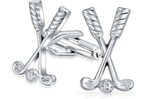 BLING JEWELRY Palos De Golf Ball Caddy Golfista Deportes Entrenador Gemelos Para Hombres Ejecutivo Camisa Gemelos Bala Bisagra Volver Plata Tono Latón