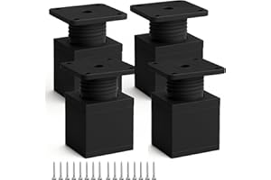 Yuexitech 4 Pcs Adjustable Furniture Legs, Furniture Feet, Adjustable 0–20 mm Height, Aluminum Alloy for Cabinets, Sofas, Desks, Tables & Beds (5cm, Black)