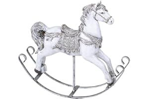 Koń na biegunach figurka dekoracyjna figurka konia biała srebrna ręcznie malowana 25 cm Boże Narodzenie dekoracja zimowa od Formano