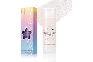 Clawrex Glitter Pens, Chunky Body Glitter Stick, Mermaid Sequins Glitter Face, Face Sparkling Glitter for Hair, Lips, Nails Makeup, Holographic Shimmer, Body Glitter Gel for Festival Rave (White)