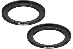 PATIKIL 46mm-58mm Metal Step Up Ring, 2 Pack Camera Lens Filter Adapter Ring Aluminum Filter Adapter Ring for Camera Lenses Hood, Black