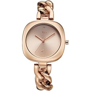 Fastrack Vyb Spotlight Quartz Analog Rose Gold Dial Rose Gold Alloy Strap Watch for Women - FV60109WM01W
