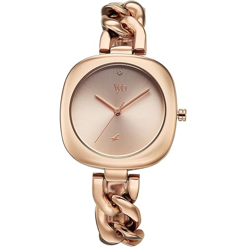 Fastrack Vyb Spotlight Quartz Analog Rose Gold Dial Rose Gold Alloy Strap Watch for Women - FV60109WM01W