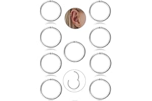 JeryWe 9 Pcs Acier Inoxydable 16g Cartilage Hoop Boucles d'oreilles pour Hommes Femmes Nez Hoop Anneau Helix Septum Conch Daith Lip Tragus Piercing Bijoux