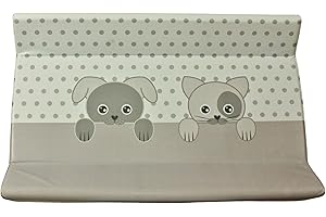 Kikido Colchoneta cambiadora universal – 74 x 46 x 10 cm – Miao y Bau – Suave tejido con relleno de esponja, fácil de lavar y con dos espuelas de seguridad