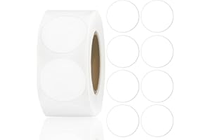 YUXIANLB 500 sztuk 2,5 cm Duże Białe Okrągłe Naklejki z Kodowaniem Kolorów, Okrągłe Naklejki, Etykiety Klejące na Rolce do Biura, Klasy