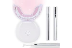 Smiloria Whitening Kit for Sensitive Teeth: LED Accelerated Bleaching System with Red & Blue Cold Light and Gentle Whitening Gel for Stain Removal - Home Tooth Whitener for Brighter Smile
