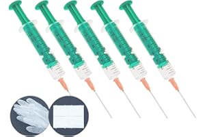 Octopus 5 Refill syringes 10ml with blunt needle, 2x vinyl gloves and 4x cellulose swabs for E-Liquids flavors Hobby and DIY and Office