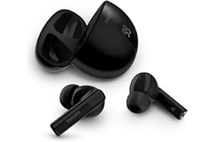 Philips TAT2520BK Słuchawki douszne z redukcją szumów Bluetooth True Wireless - małe końcówki, naturalny dźwięk, funkcja dynamicznego basu, kieszonkowe etui ładujące, wyraźne połączenia - czarne