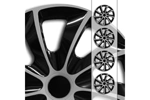 AUTOTEPPICH STYLERS 16" 16 Zoll Radkappen Radblenden 16" Nr.002 Schwarz-Silber 4-Stück (Farbe und Größe wählbar!)
