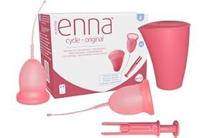 Enna Cycle "S" - APPLICATORE + 2 COPPETTA Mestruale + CONTENITORE per la STERILIZZAZIONE / FDA Approvata /3 TAGLIE / SILICONE di grado MEDICALE