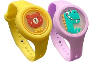 SO GOODS braccialetto antizanzare bambini (confezione da 2), antizanzare bambini con animali, 2 diversi animali, naturale, realizzato con citronella (Orso & Dino)