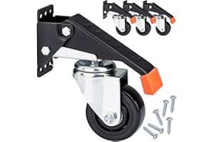 HMF 6750 Kółka Do Dużych Obciążeń, Opuszczane, Do Stołu Warsztatowego, 4 Sztuki, 76 mm, 400 kg, Poliuretan, Czarne