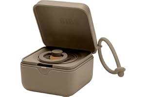 BIBS Schnuller Box mit Gummiband. Sterilisator Box für Schnuller. 100% BPA Freies Material. Dark Oak