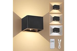 ‎DEHOBO Dehobo Akku Wandleuchte Innen mit Bewegungsmelder 5400mAh mit Fernbedienung und Berührungssensor, Wandlampe Ohne Stromanschluss mit 3 Modi, USB Aufladbar, Wandlampen für Schlafzimmer Flur, 1 Stück
