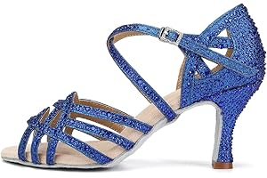 AOQUNFS Donna Scarpe da Ballo Latino Americano Strass con Tacco Salsa Bachata Tango Feste Performance Scarpe Ballo da Sala,L357