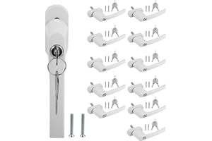 Eulenke Abschließbarer Sicherheitsfenstergriff - 12er Set Weiß inkl. 24 Schlüssel und Schrauben - Kindersicherung, Aluminiumfenstergriff mit 35mm Stiftlänge
