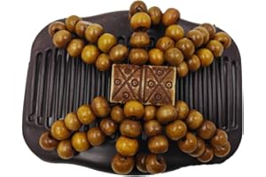 GEMINI_MALLL Gemini_mall Magic Wooden Beads Double Hair Clip Slide Stretchy Hair Comb Clip for Women/Ladies Brown