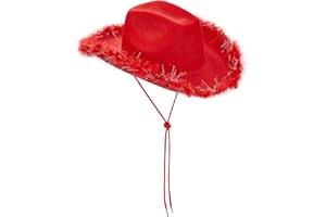 Beauace Cappello da cowboy per le donne con bordo di piuma accessori per gioco di ruolo Carnevale costume party cappllo cowboy da donna