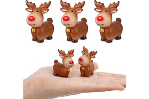 Homoyoyo 5 Pcs Reindeer Miniature Figurines,Mini Reindeer Statue for Christmas Multi-style Desktop Cake Topper Garden Ornaments