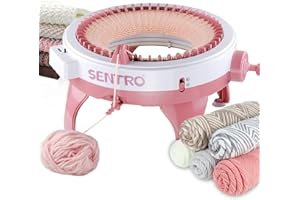 BUAOB Sentro Machine à tricoter à 48 aiguilles avec compteur de rangées, métier à tisser rond et rotatif pour enfants/adultes