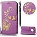 Produktbild Moto G5 Plus Hülle,WIWJ Handyhülle Wallet Case Heißprägen Prägung Schmetterlinge Ledertasche Flip Schutzhülle für Moto G5 Plus-Lila