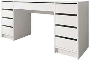 ‎MIRJAN24 Mirjan24 Schreibtisch Ada Bis, 9 Schubladen Schülerschreibtisch Computertisch B:H:T 154x76x55cm, Kinderschreibtisch Arbeitstisch PC-Tisch Jugendzimmer Kinderzimmer (Weiß)