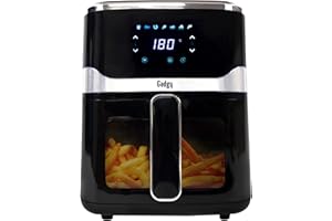 Gadgy Frytkownica Beztłuszczowa z Okienkiem 5L - Airfryer z Powłoką Nieprzywierającą - 1400W Frytura Bez Oleju - Regulowana Temperatura 80°C-200°C - Cyfrowy Ekran Dotykowy