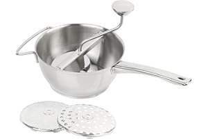 ‎ROSENSTEIN & SÖHNE Rosenstein & Söhne Passiersieb: Edelstahl-Passiergerät mit 3 Einsätzen, spülmaschinenfest, Ø 20 cm (Passiermühle, Tomatenpresse, Gemüseschneider)