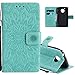 Produktbild EMAXELERS Moto G5 Hülle Flip Schale Brieftasche Standfunktion und Karte Halter Etui Kartenfächer Wallet Tasche Etui für Motorola Moto G5,Green Left and Right Sunflower