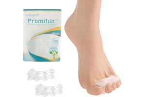 Promifun Zehenspreizer, 1 Paar weiche Gel-Zehenpolster zur Ballenkorrektur, Zehenstretcher zur Linderung von Plantarfasziitis, Krallenzehen, Fußschmerzen bei Männern und Frauen (Klar + S)