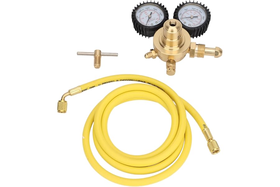 Nitrogen Regulator with Hose stickstoffregler stickstoffregler with Hose, Nitrogen Pressure Gauge Regulator Test Kit Brass Inlet Outlet Connection with 200cm Hose nan