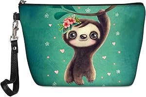 Chaqlin Bolsas de cosméticos Capacidad de viaje Estuche de almacenamiento de maquillaje portátil para mujer Dachshund Patrón Multifuncional