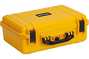 MEIJIA All Weather Portable IP67 Waterproof Protective Case, Hard Camera Case with Customizable Foam, Perfectly Protection of Camera, Drones, Pistols, Equipments, 18.5 x14.06x6.93inches (Yellow)