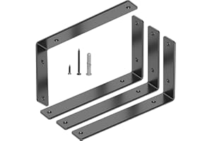 GOFOWRK 4 Stück Regalhalterung, 12Inch/305×200mm Schwerlast L Regalwinkel 5,4mm Verdickt, 90 Grad Schwerlastwinkel für die Wandmontage, Tragkraft 120 KG, Schwarz
