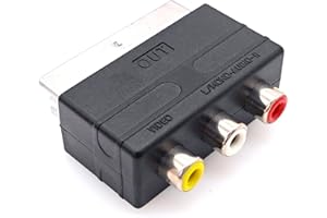 JZK Adaptateur 3 RCA vers péritel, adaptateur audio vidéo AV phono, trois RCA femelle vers prise péritel RVB mâle convertisseur pour PS4 TV DVD magnétoscope