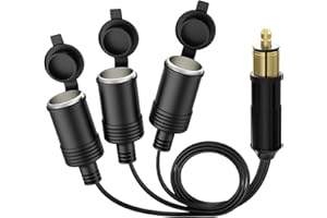 ENISINA Enchufe DIN HeIIa hembra, enchufe din estándar europeo a toma de encendedor de cigarrillos hembra de 12 V/24 V(DIN a 3)