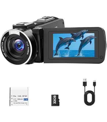 Vintage Video Camera Camcorder, 16Mp Cam Corder, 1080P Digital Camera, 2.4 Inch Rotatable Screen Camcorder, 16x Zoom HD Video Recorder with Fill Light for Teens Beginning (Pink