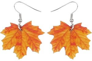 WEVENI Acrylic Maple Leaf Earrings Dangle Drop Novelty Plant Jewelry For Women Girls Ladies Unique Gifts