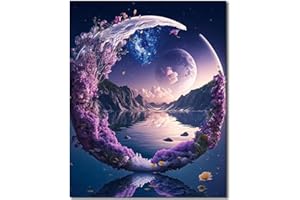 TISHIRON Paint by Numbers for Adults Moon DIY Oil Paint by Number On Canvas Flower Art Crafts with Paintbrushes Acrylic Paints for Kids Home Decor Painting Gift 16x20 Inch Frameless
