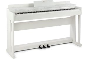 MUSTAR Piano digital de 88 teclas con mecanismo de martillo, piano E blanco, piano electrónico con adaptador de 3 pedales, 2 conectores para auriculares, sistema de control dual, USB/MIDI, clásico