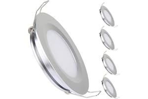 ‎ACEGOO acegoo 4er Set 12V LED Einbauleuchte 3W Spot Flach Einbaustrahler Deckenleuchte Loch 58-65mm für Wohnmobil Boot Wohnwagen Auto Möbel, Voll Aluminium 215LM Warm Weiß (Silber)