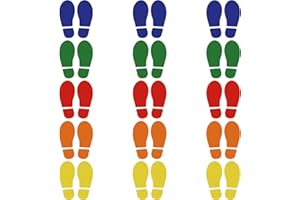 VIN BEAUTY 18 Blatt Farbe Bodenaufkleber mit Schuhabdrücke Muster 8 x 18 cm Vinyl Selbstklebend Bodenmarkierungen Abdruck Wasserdicht Boden Aufkleber für Büroetage Wandtreppen Weisen den Weg