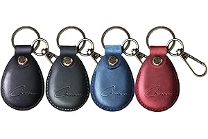 CHARINOR Hülle für Apple AirTag Anhänger, Airtags Schlüsselanhänger aus ECHTEM Leder, Versteckt Hülle für Air Tag[4er Pack-Rot+Schwarz+Blau+Grün2.0]