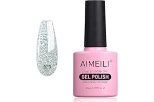 AIMEILI Silver Glitter Nail Polish Soak Off UV LED Sparkle Żelowy lakier do paznokci 10 ml - Silver Glitter Explosion (023)