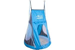 Funda de Tienda HUDORA Cosy Castle - Funda de Tienda para Columpio HUDORA Nest 90 & 110/120 en Azul/limón - Tienda de Columpio de poliéster para Interior y Exterior