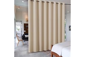 PONY DANCE Separe Divisorio Interno - 1 Pannello Tenda Oscurante ad Anelli per Casa Pannelli Divisori per Interni Tende per Finestre Grandi, L 457 x A 274 cm, Beige