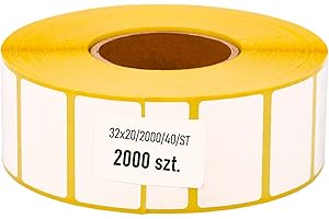 ‎MD LABELS MD Labels Weiße Thermo etiketten auf Rolle 32x20mm 2000 Stück - permanent haftend, für Barcode, weiße Klebeetiketten zur Beschriftung Thermische etiketten