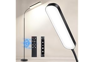 OUTON LED Floor Lamp 15W 1500LM, Dimmable Adjustable Modern Standing Light with 4 Color Temperature, Remote & Touch Control, 1 Hour Timer for Reading Living Room Bedroom Office Sewing (Black)